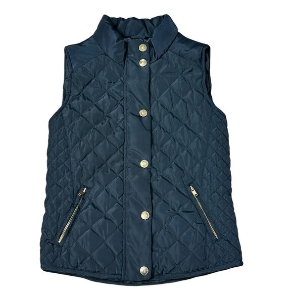 ZARA GIRLS Navy Quilted Vest 7/8 - Picture 1 of 7